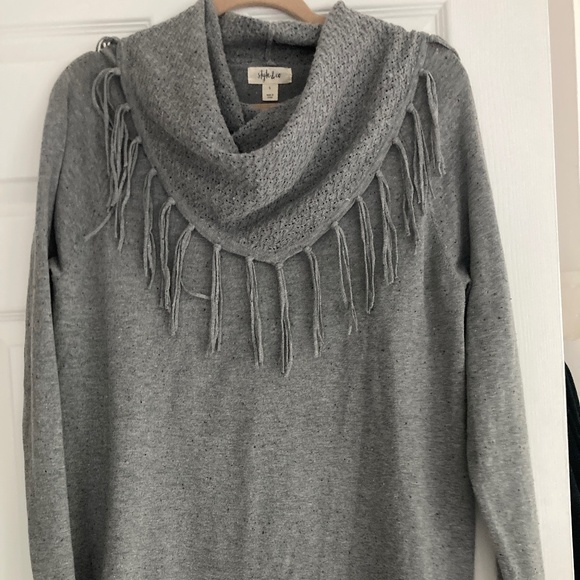 Style & Co Sweater with Fringed Scarf Neckline Size L - Picture 1 of 7